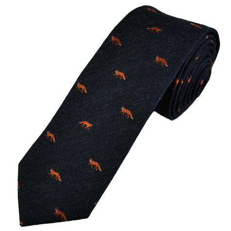 Tresanti Fox Navy Blue Silk Wool Men S Novelty Tie From Ties Planet Uk