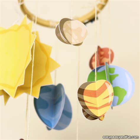 D Paper Mobile Planets Craft Template Solar System Craft Mobitool