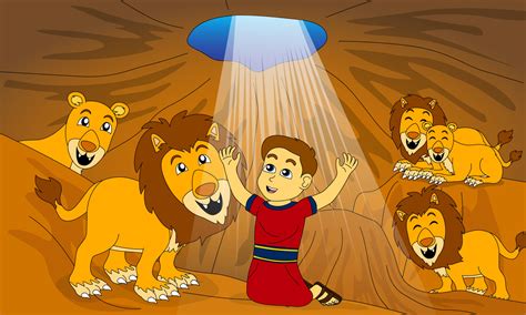 Bible Story Illustration Daniel In The Lions Den Good For Childrens