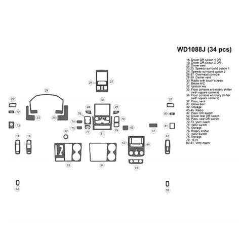 B I WD1088J PAINT 2D Custom Finish Small Dash Kit 34 Pcs