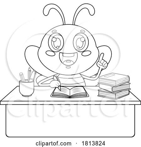 School Bee Teacher Mascot Licensed Black and White Cartoon Clipart by ...