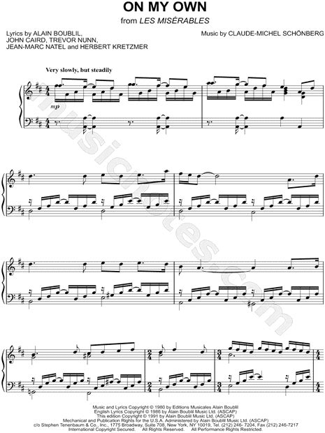 On My Own From Les Misérables Sheet Music Piano Solo In D Major