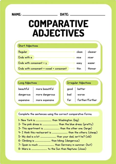 Comparative Adjectives English Grammar Worksheet In 2024 Comparative