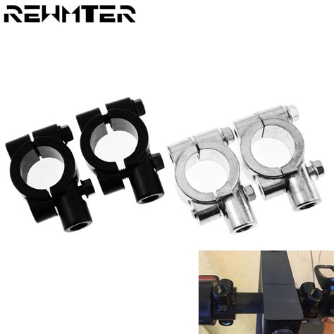 2pcs Black Silver Motorcycle Accessories Mirror Mount Clamp Rear View