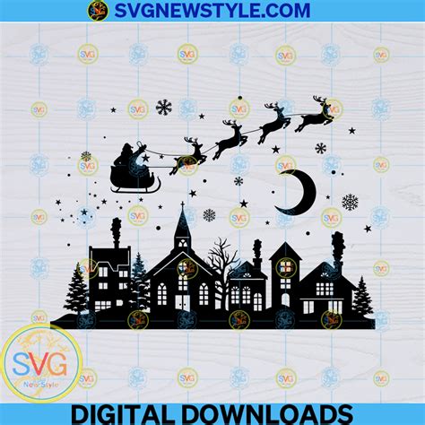 Christmas Scene Svg Santas Sleigh Svg Png Dxf Eps Cricut File