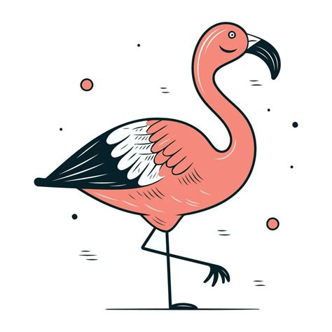 Flamingo Hand Drawn Vector Illustration In Doodle Style