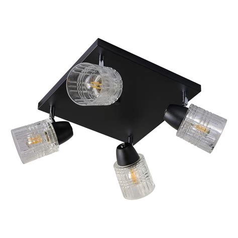 Luz Desing Aplique Luces Plafon Vidrio Old Apto Led Negro