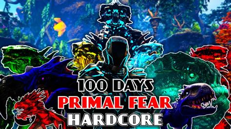 I Survived 100 DAYS In Hardcore ARK Primal Fear YouTube