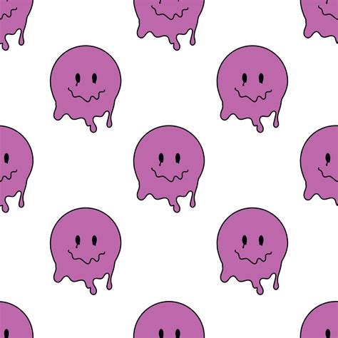 Funny Smile Dope Faces Seamless Pattern Psychedelic Surreal Techno