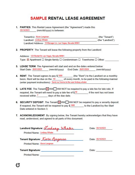 Free Simple 1 Page Rental Lease Agreement Pdf Word Rtf