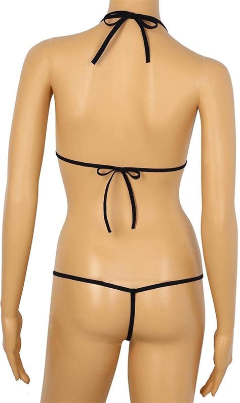 Buy YOOJIA Women S Halter Extreme Bikini Swimsuit Micro Mini Bra Top Tie Sides Thong Lingerie