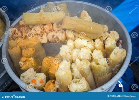 Steaming Fresh Tamales At A Farmers Market In California Usa Stock