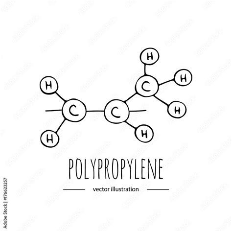 Hand Drawn Doodle Polypropylene Chemical Formula Icon Vector