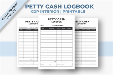 Petty Cash Logbook KDP Interior Graphic By M9 Design Creative Fabrica