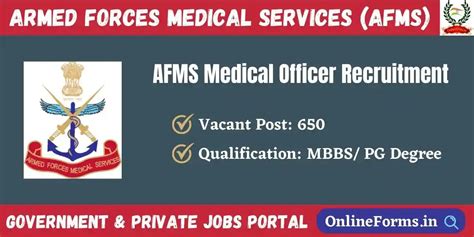 Army AFMS Medical Officer Recruitment 2023 Apply For 650 Vacancies