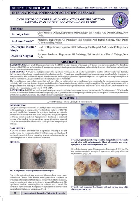 PDF CYTO HISTOLOGIC CORRELATION OF A LOW GRADE FIBROMYXOID SARCOMAAT