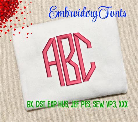 Sale Sizes Octagon Monogram Font Embroidery Fonts Etsy