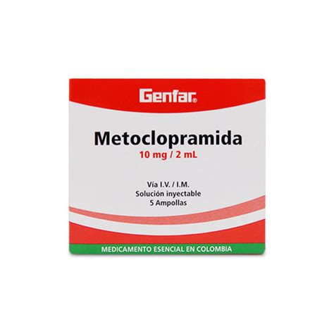 METOCLOPRAMIDA 10 MG 2ML GENFA CAJA X 5 AMPS Farmavida Droguería