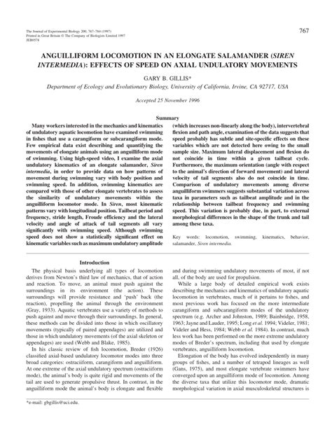 (PDF) Anguilliform Locomotion in an Elongate Salamander ( Siren ...