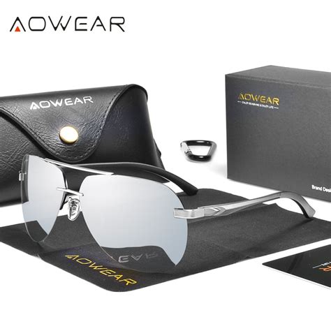 Aowear Rimless Polarized Mirror Sunglasses For Men Women Luxury