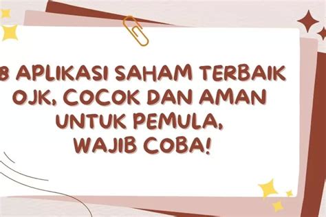 Paling Top Aplikasi Saham Terbaik Ojk Cocok Dan Aman Untuk Pemula