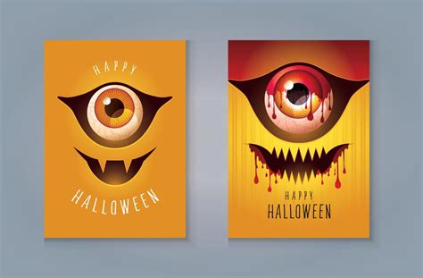 Happy Halloween Party, Set of Abstract Halloween Creepy Scary face ...