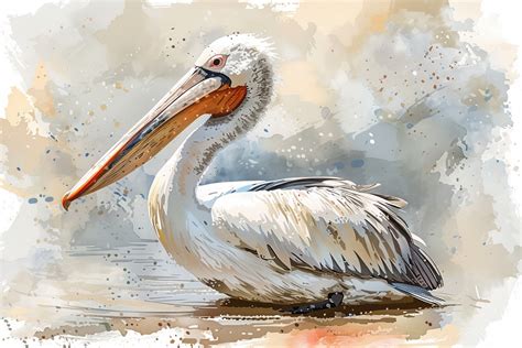 pelican watercolor art  stock photo public domain pictures