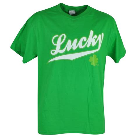 Saint St Patricks Day Classic Lucky Script Clover Green Tee Shirt