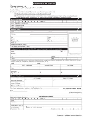 Fillable Online Cdsl Nomination Form Agssl Fax Email Print Pdffiller