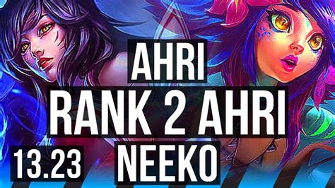 AHRI Vs NEEKO MID Rank 2 Ahri 6 Solo Kills 15 4 10 300 Games