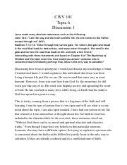 CWV101 T6 DQ1 Pdf CWV 101 Topic 6 Discussion 1 Jesus Made Many