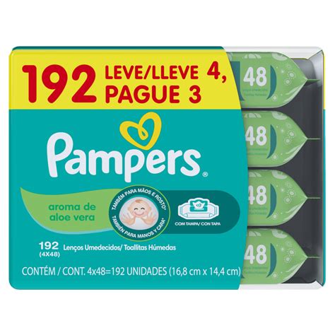 Lenço Umedecido Pampers Aloe Vera L4p3 192 Unidades Drogarias Tamoio