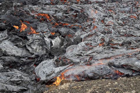 Textura De Lava Vulc Nica Erup O Vulc Nica Em Fagradalsfjall Isl Ndia