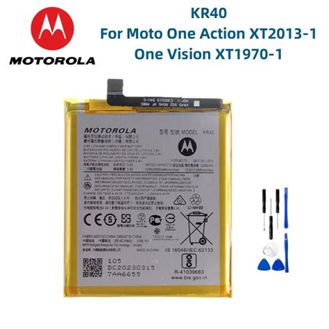 Bater A Original KR40 Motorola Para Moto One Action XT2013 1 One Vision