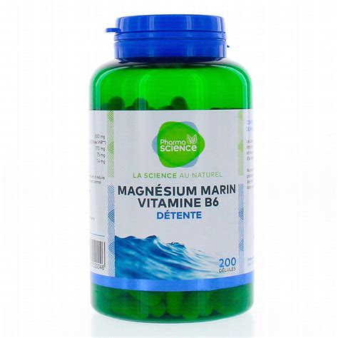 PHARMASCIENCE Détente Magnésium Marin Vitamine B6 200 gélules