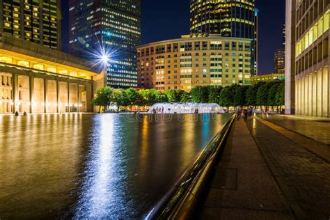 Skyscrapers And Reflecting Pool Seen At Christian Science Plaza Stock