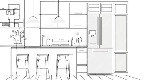 Luxury TwoDoor Refrigerator Single Line Drawing | Premium AI-generated vector