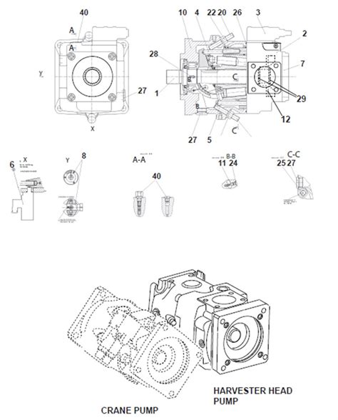 Pompe hydraulique tête d abattage assemblage