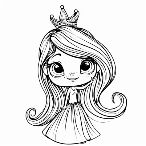 Desenho de Princesa Fofa e Adorável para Colorir Pintar e Colorir