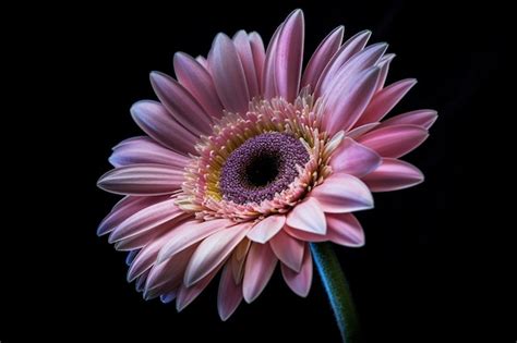 Una Flor Rosa Con Un Tallo Azul Y Un Tallo Verde Foto Premium