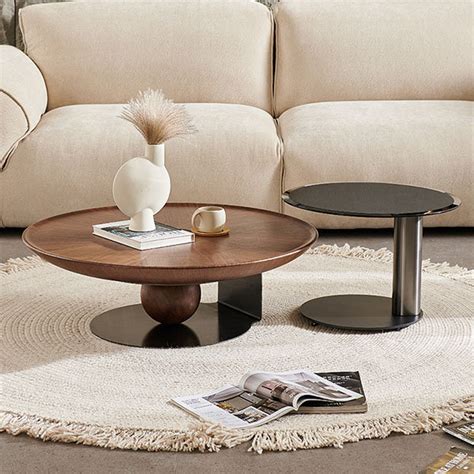 Round Solid Wood Coffee Table Wabi Sabi ApolloBox