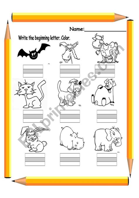 Write The Beginning Letters 1 ESL Worksheet By AnnyJ