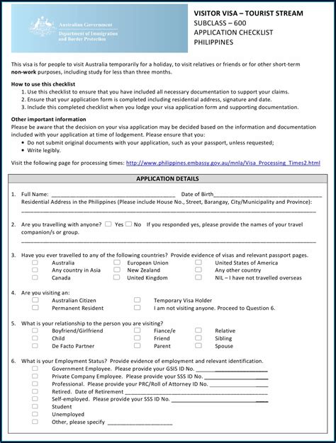 Australian Student Visa Application Form Pdf - Form : Resume Examples # ...