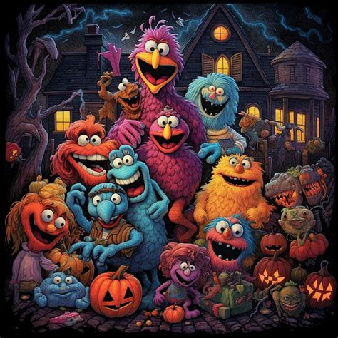 Premium AI Image | Nightmare on Sesame Street Halloween color palette ...