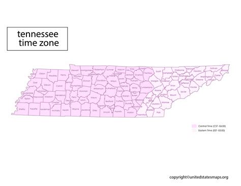 Tennessee Time Zone Map | Time Zone Map for Tennessee