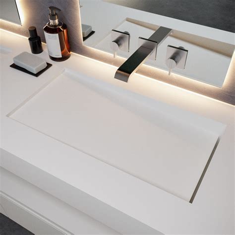 Wall Mounted Washbasin Perseus Slim Riluxa Corian With Counter