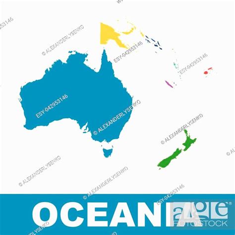 Political Map Of Oceania Flat Vector Stock Vector Vector And Low