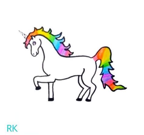 a drawing of a unicorn with rainbow manes