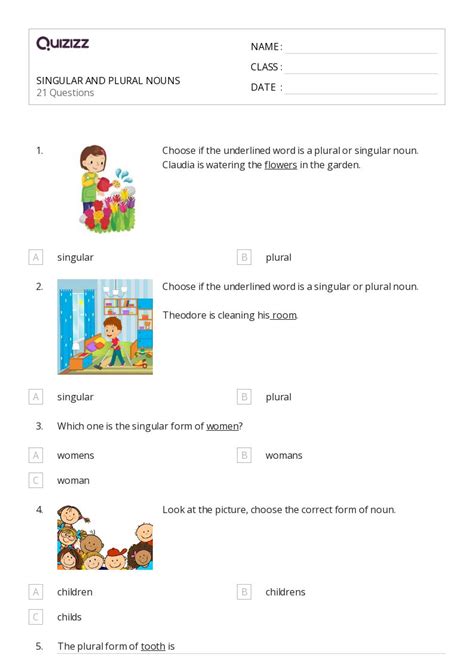 50 Plural Nouns Worksheets For 3rd Year On Quizizz Free And Printable