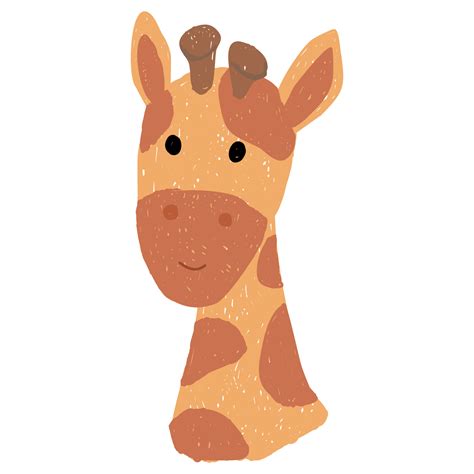 Cute Giraffe Hand Drawn Cartoon Giraffe Color Pencil Effect Vector